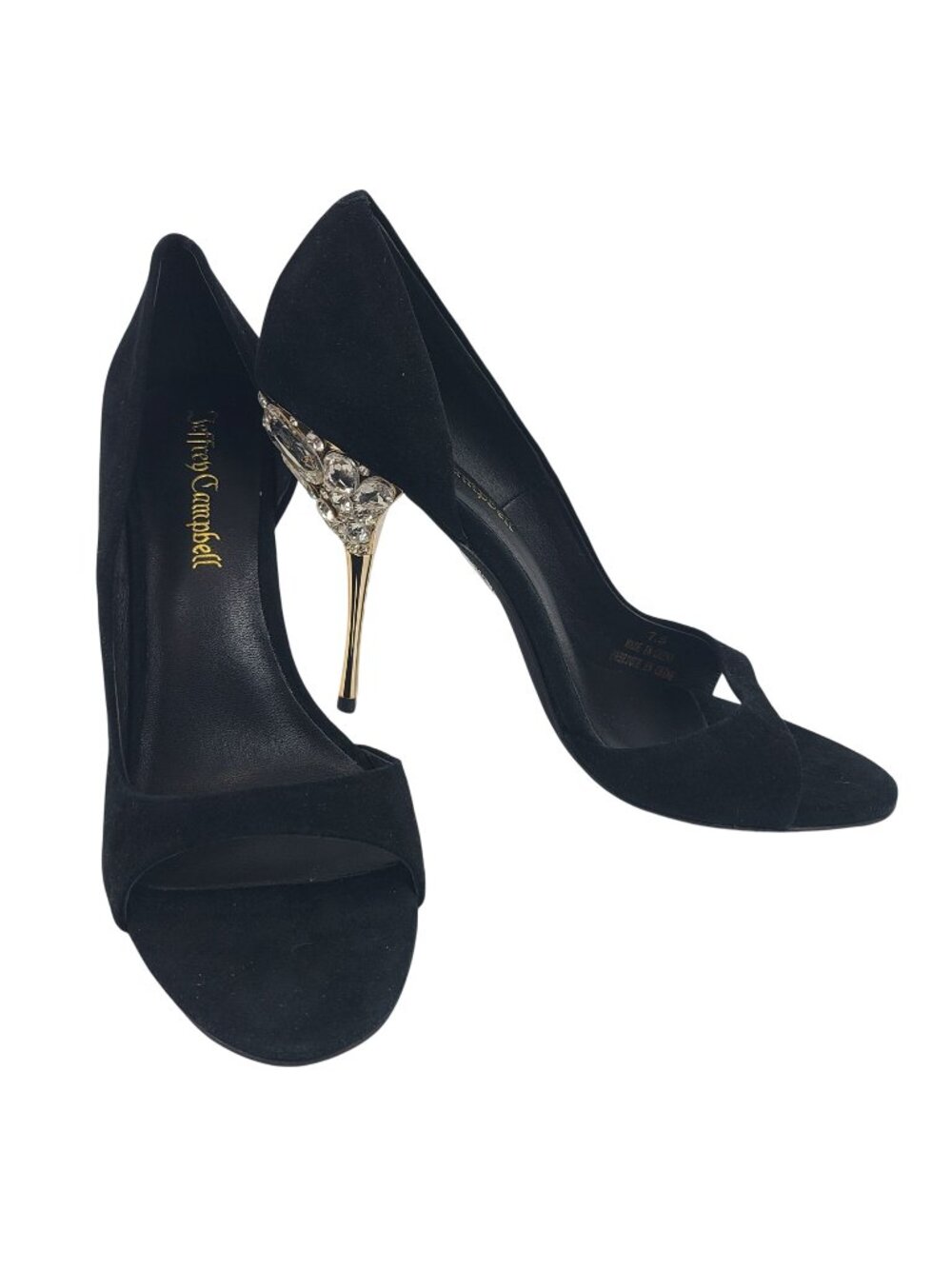 NEW Jeffrey Campbell Alluria Black Suede Rhinestone Stiletto Heels Size 7.5